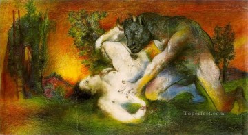 Composición Minotauro y Mujer toro sexo Pablo Picasso Pinturas al óleo